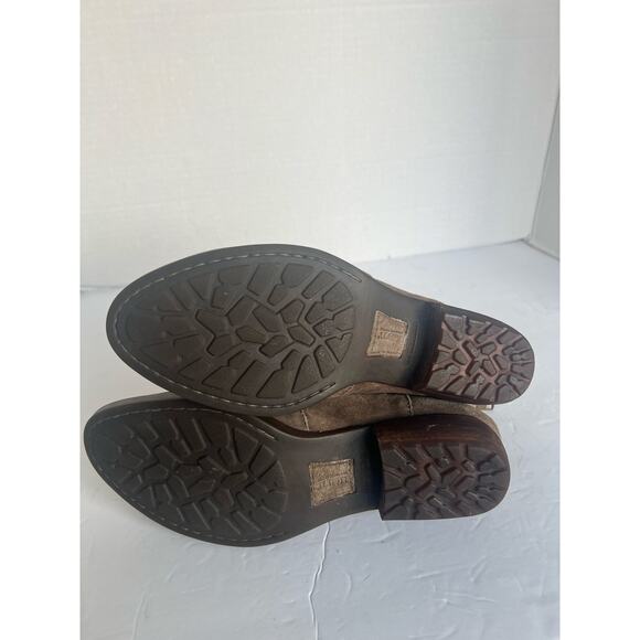 Born Distressed Brown Leather Western Ankle Comfort Rubber Sole Bootie Boots 8.5 - Picture 13 of 13